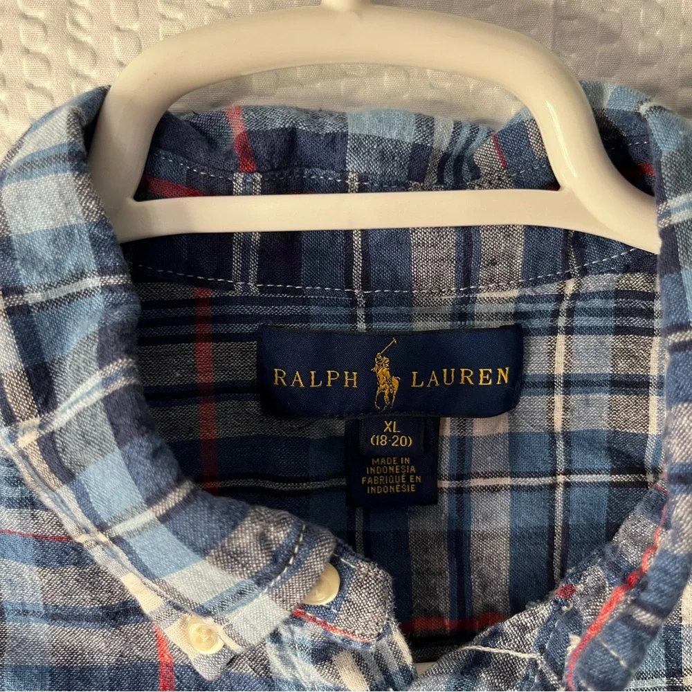 Ralph Lauren 55%Linen 45%Cotton Dress Shirt Youth Size XL(18-20)